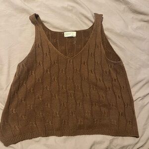 Brown crochet crop tank